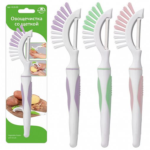 Овощечистка со щеткой Мультидом, вертикальная, 210 мм фото