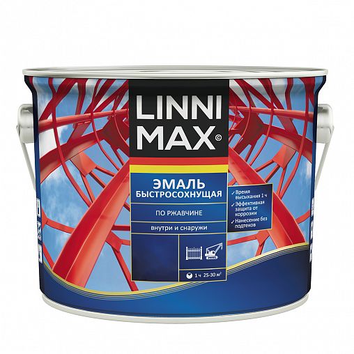 Грунт-эмаль по ржавчине Linnimax, быстросохнущая, 2,5 л, RAL 7040, серая фото