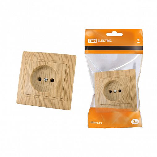 Розетка встраиваемая Tdm Electric Таймыр, без заземления, 10 А, 250 В, IP20, сосна фото