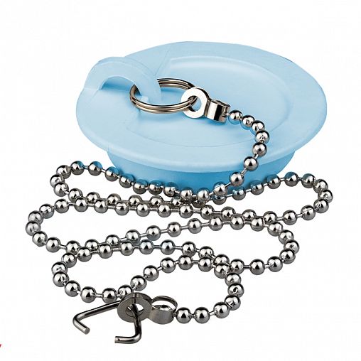 Пробка для ванны с цепочкой MasterProf, 45 см, голубая фото