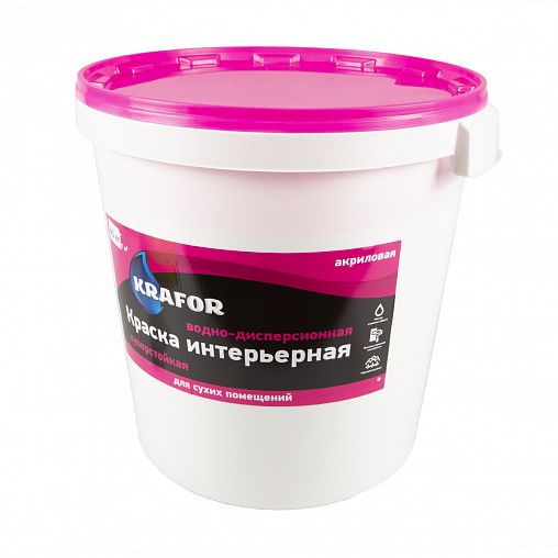 Краска водно-дисперсионная интерьерная суперстойкая Krafor, 40 кг, белая фото