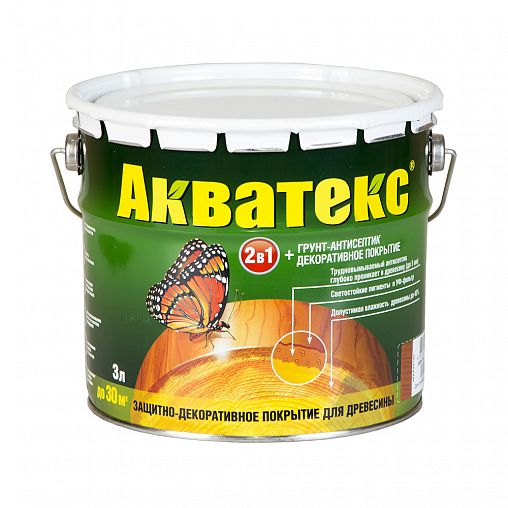 Защитно-декоративное покрытие для дерева Акватекс, полуматовое, 3 л, груша фото
