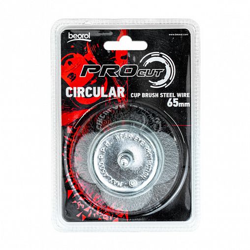 Щетка для дрели Beorol, чашка со шпилькой, 65 мм, гофрированная проволока фото