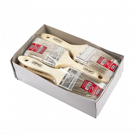 Кисть плоская Кедр Эксперт №2,5, искусственная щетина, деревянная ручка, 63 мм фото