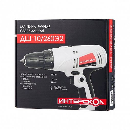 Дрель-шуруповерт Интерскол ДШ-10/260Э2 (211.1.1.00), 260 Вт фото