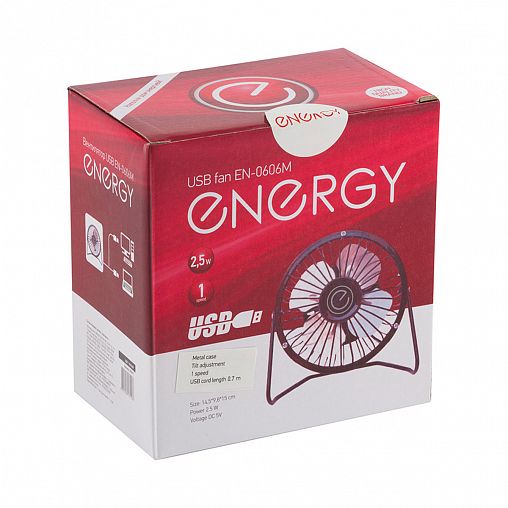 Вентилятор настольный Energy EN-0606M, USB, 2,5 Вт, 1 скорость, черный фото
