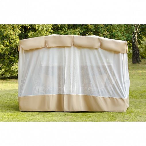 Качели садовые Olsa Александрия, четырехместные, 282 x 151,6 x 191,5 см, цветы, каркас коричневый фото