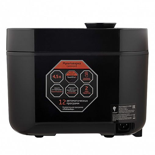 Мультиварка Leonord LE-1760E, 860 Вт, чаша 4,5 л, черная фото