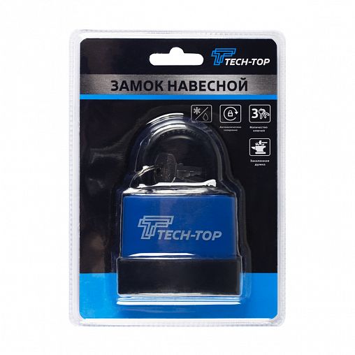 Замок навесной всепогодный Tech-Top T-03, 100 x 70 x 32 мм, 3 ключа фото