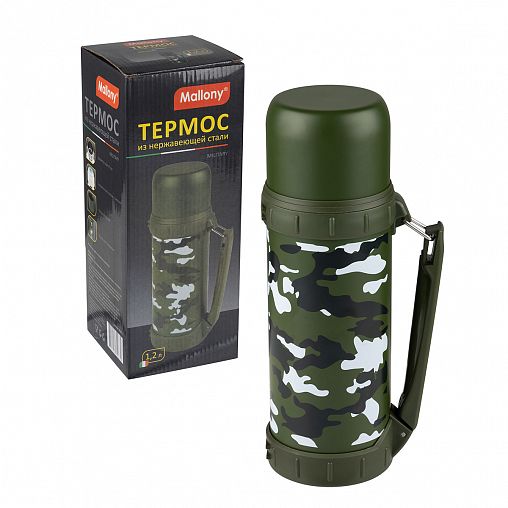 Классический термос Mallony Military, нержавеющая сталь, 1,2 л фото