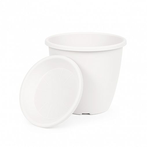 Горшок для цветов Альтернатива Афина, с поддоном, 11 л, белый фото