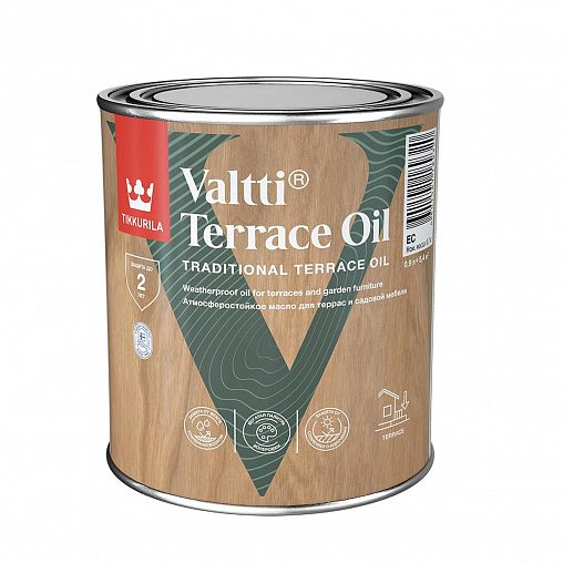 Масло для террас Tikkurila Valtti Terrace Oil (Валтти Террас Ойл), база ЕС, бесцветное, 0,9 л фото