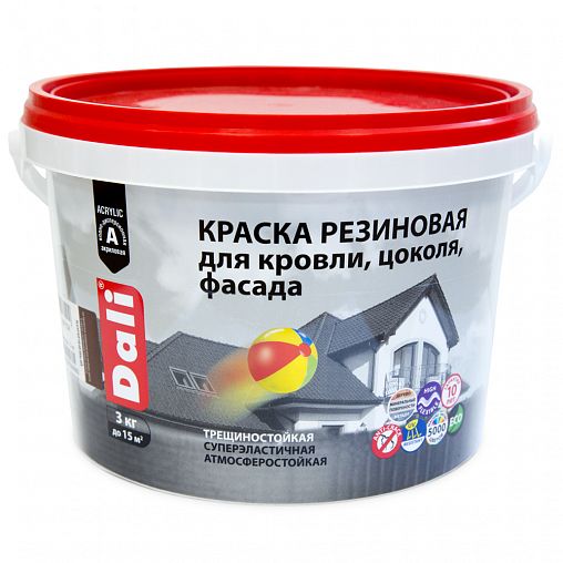 Краска резиновая Dali, глубокоматовая, 3 кг, черная фото
