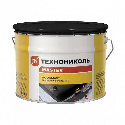 Мастика битумная Технониколь Master Aquamast, ремонт и приклейка, 10 кг, черная фото