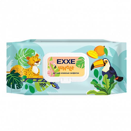 Влажные салфетки EXXE Джунгли, детские, 100 шт фото