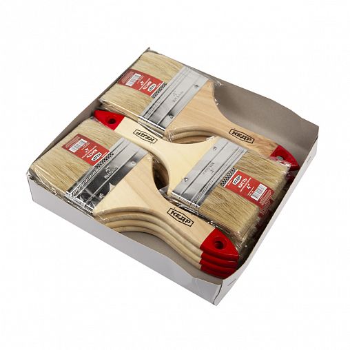 Кисть плоская Кедр №4, натуральная щетина, деревянная ручка, 100 мм фото