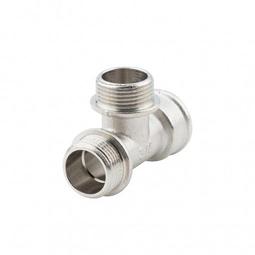 Тройник латунный никелированный Alato внутренняя-наружная-наружная резьба 3/4" фото