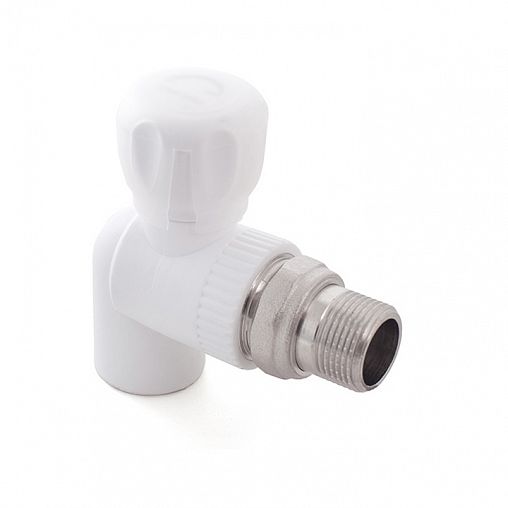 Кран шаровой для радиатора полипропиленовый РТП 20 x 1/2" угловой фото