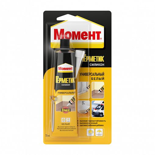 Силиконовый герметик Момент 3002435, 70 мл, белый фото