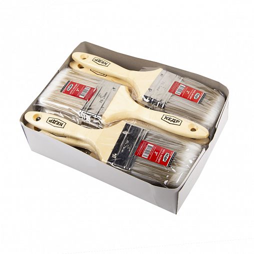 Кисть плоская Кедр Эксперт №3, искусственная щетина, деревянная ручка, 75 мм фото