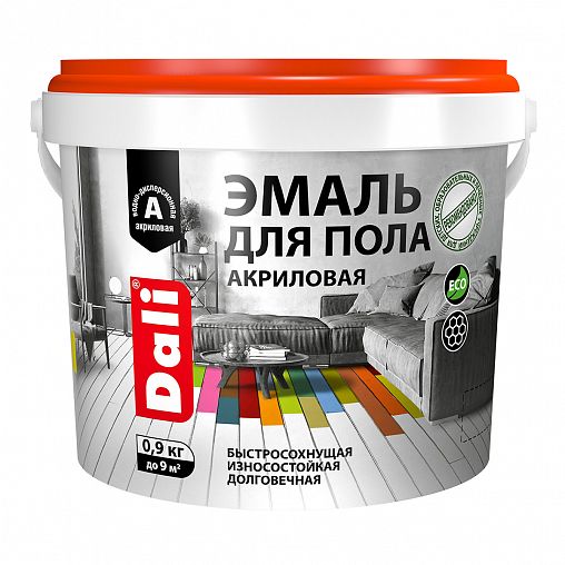 Эмаль для пола Dali, акриловая, полуглянцевая, 0,9 кг, красное дерево фото
