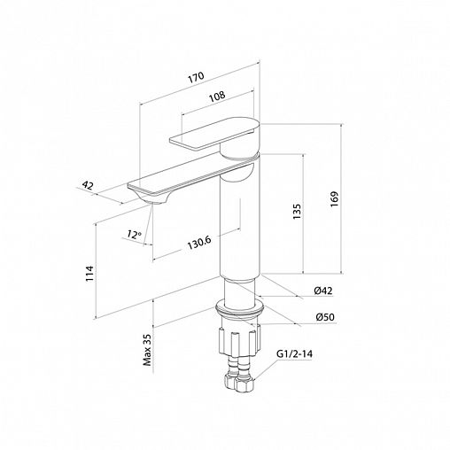 Смеситель для раковины с коротким изливом Milardo Maze, черный матовый фото