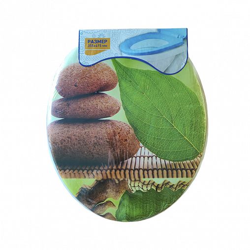 Сиденье для унитаза мягкое Мультипласт Групп, 41,5 x 35,5 x 5,5 см, Камни и лепесток фото