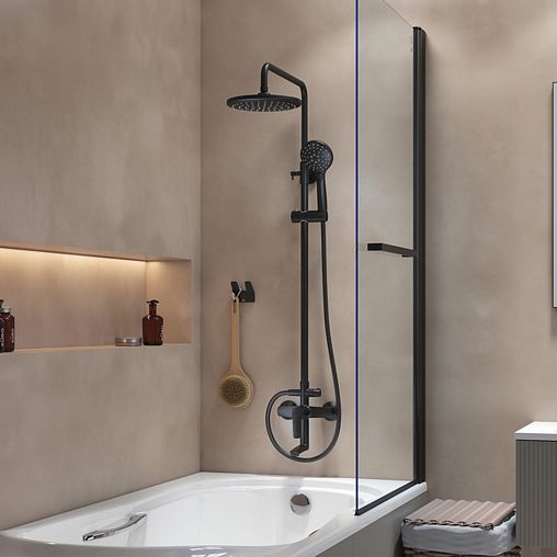 Душевая система с тропическим душем IDDIS Ray, черная матовая фото