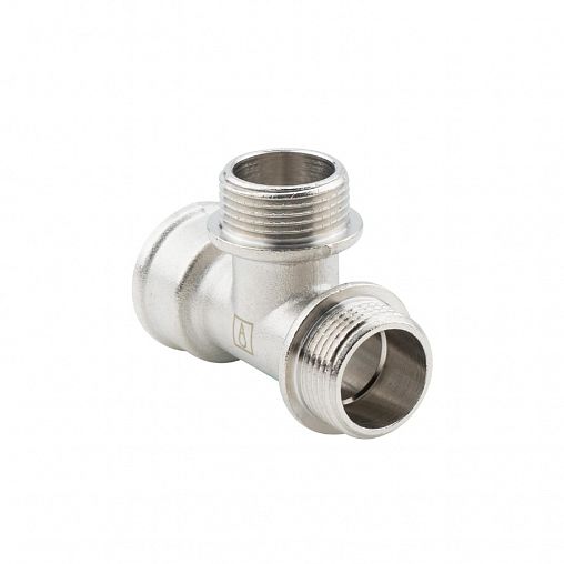 Тройник латунный никелированный Alato внутренняя-наружная-наружная резьба 3/4" фото