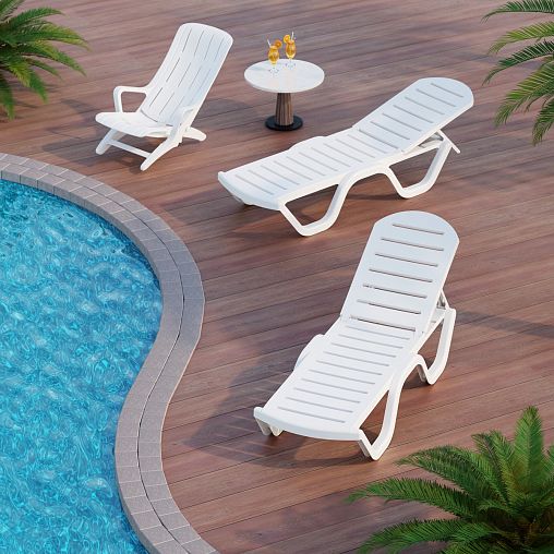 Шезлонг пластиковый Альтернатива Солярис, 198 x 62 x 32 см, белый фото Шезлонг пластиковый Альтернатива Солярис, 198 x 62 x 32 см, белый фото