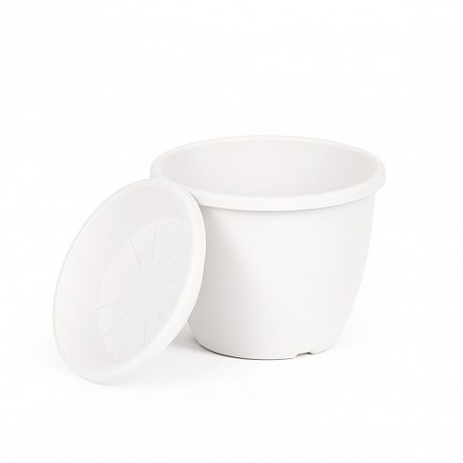 Горшок для цветов Альтернатива Афина, с поддоном, 0,5 л, белый фото