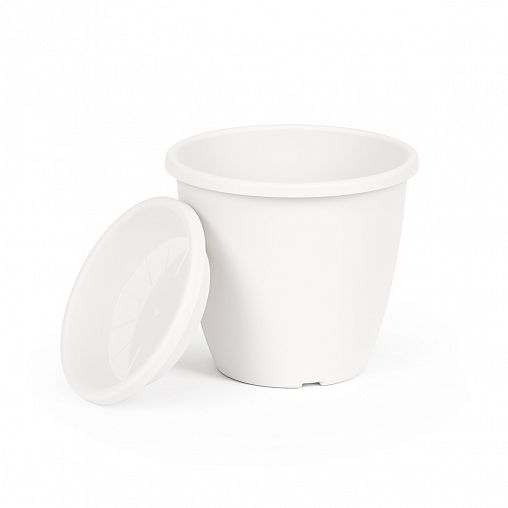 Горшок для цветов Альтернатива Афина, с поддоном, 2,2 л, белый фото