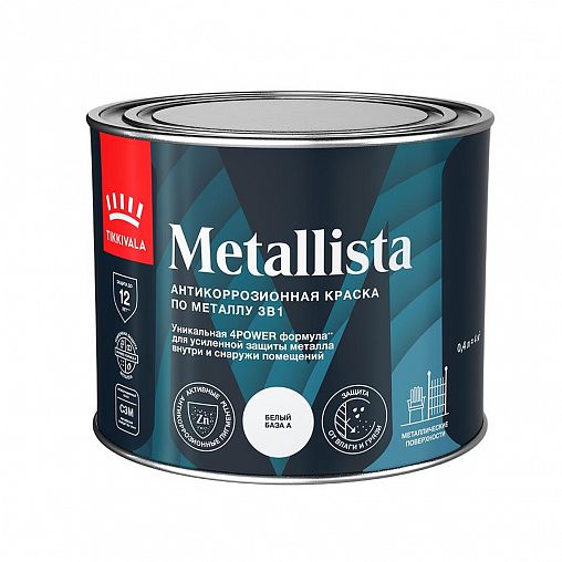 Краска для металла по ржавчине 3в1 молотковая Metallista TIKKURILA 0,4 л черная фото