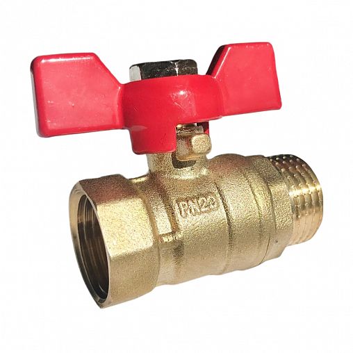 Кран шаровой латунный ProfECO для воды с наружной/внутренней резьбой, 3/4", бабочка фото