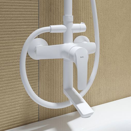 Душевая система с тропическим душем IDDIS Ray, белая матовая фото