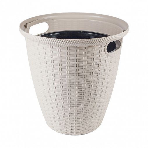 Кашпо напольное InGreen Rattan, с внутренним горшком, 20 л, сливочное фото