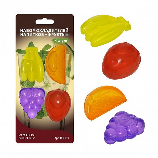 Охладитель для напитков Мультидом Фрукты, 4 шт фото