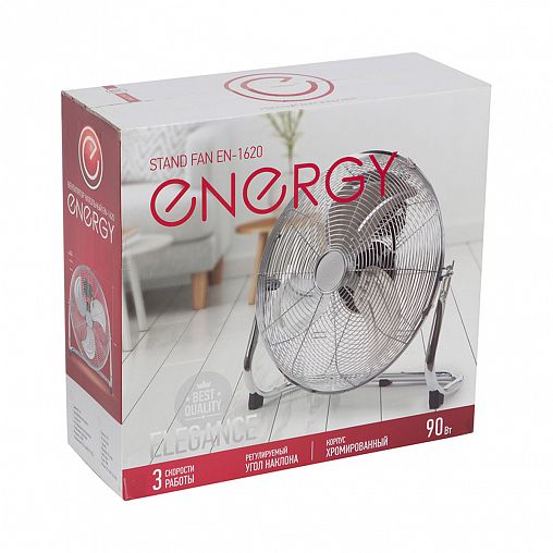 Вентилятор напольный Energy Elegance EN-1620, 90 Вт, 3 скорости, серебро фото