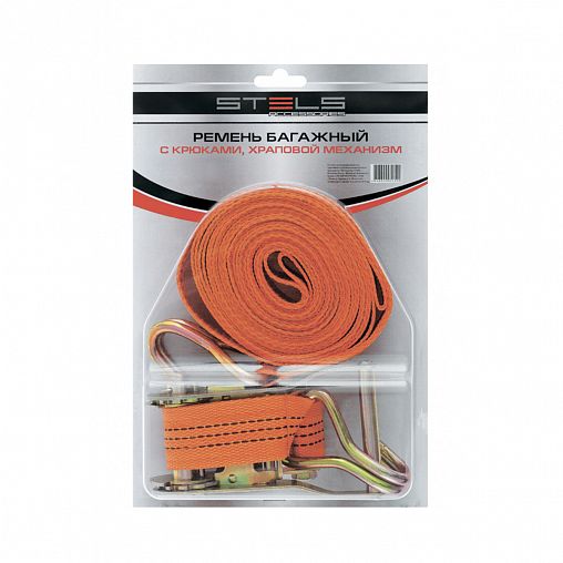 Ремень багажный Stels, с крюками, 5 см х 8 м, храповой механизм фото