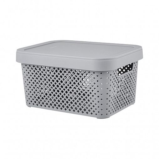 Корзина Plast Team Stockholm, с крышкой, 26,5 х 19,5 х 14 см, серый шторм фото