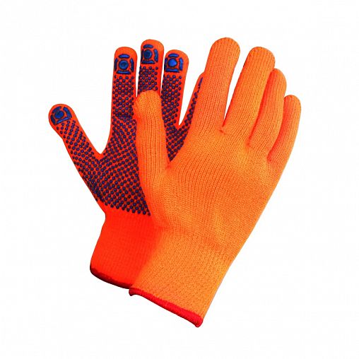 Перчатки акриловые утепленные с ПВХ СВС, 10 класс, размер 9 фото