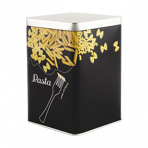 Банка для сыпучих продуктов Mallony Макароны, металлическая, с крышкой, 1 л фото