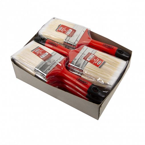 Кисть плоская Кедр №3, искусственная щетина, пластиковая ручка, 75 мм фото