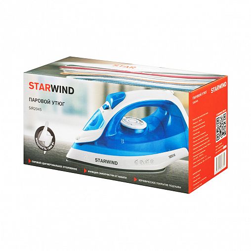 Утюг Starwind SIR2045, 1800 Вт, подошва керамическая, голубой/белый фото