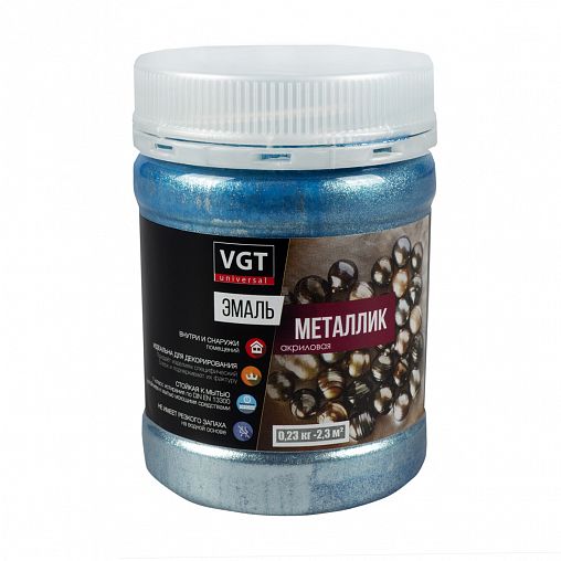 Эмаль универсальная VGT ВД-АК-1179 металлик, 0,23 кг, аквамарин фото