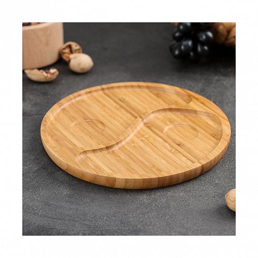 Менажница Доляна Инь-ян, бамбуковая, 2 секции, d 20 см фото