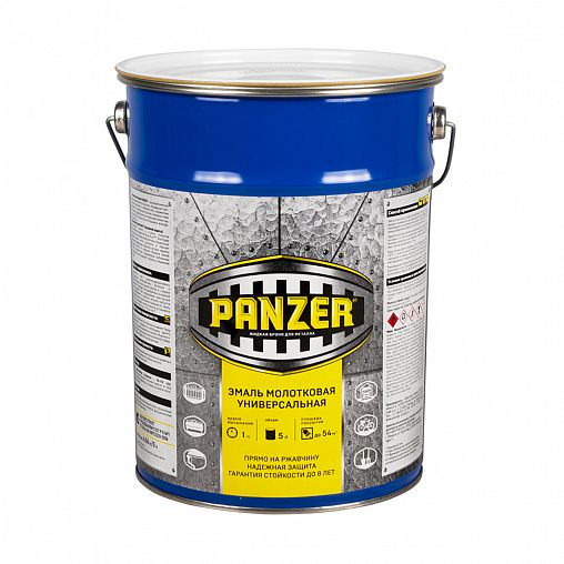 Эмаль универсальная Panzer, молотковая, 5 л, черная фото