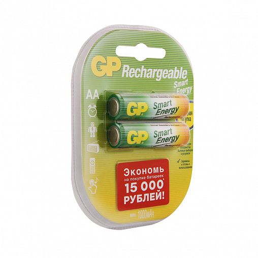 Аккумулятор GP Rechargeable 100AAHCSV-2CR2, типоразмер АА, 1000 мАч, 1,2 В, 2 шт фото