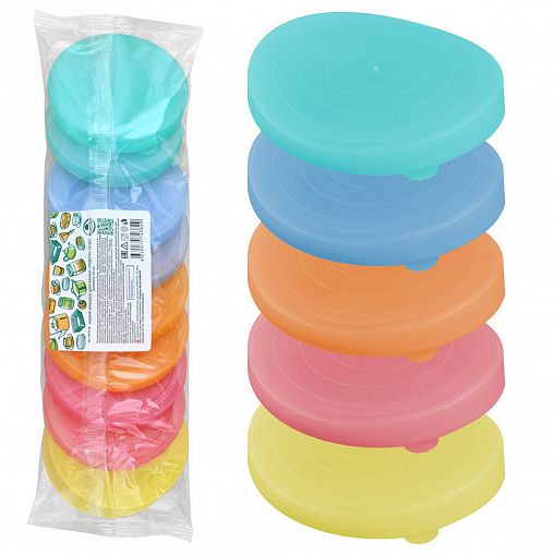 Крышки для банок Мультидом Радуга ПЭТ, набор 10 шт фото