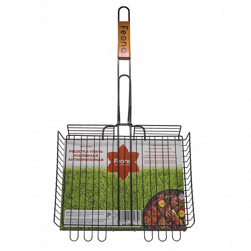 Решетка-гриль усиленная Feona, с регулируемой высотой и антипригарным покрытием, 32 x 26 x 6,5 см фото